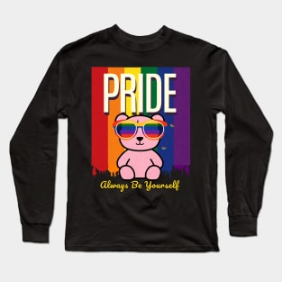 LGBTQ Rainbow Flag Gay Pride Shirt Bear Awareness Ally Men Long Sleeve T-Shirt